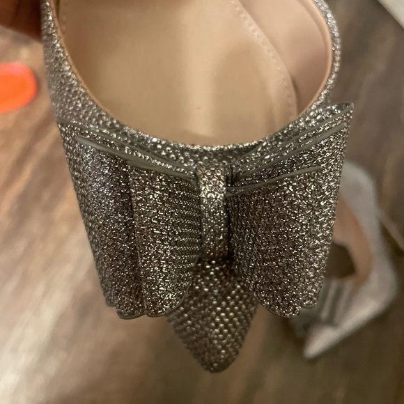 Betsey Johnson Silver Heels with Bow Detail - Picture 6 of 6